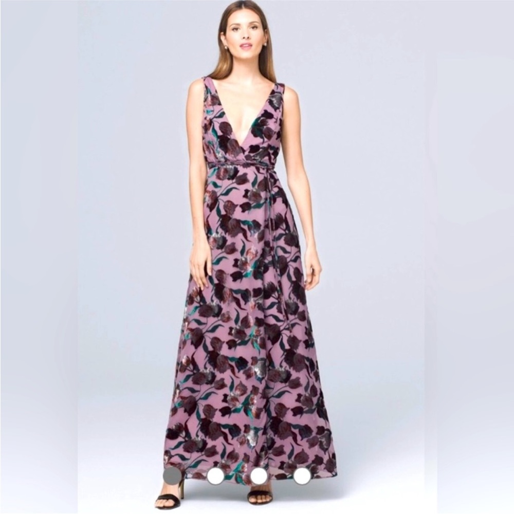 Aidan by Aidan Mattox Velvet Wrap Maxi Dress Gown